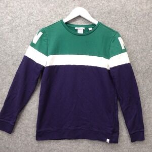 Colorblock Sweatshirt Boys L 14 Blue Navy Green NIK NIK Logo Patch Terry Sweater